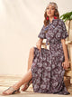 Tie Neck Puff Sleeve Ditsy Floral Print Dress