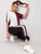 Contrast Sequin Color-block Tee With Joggers