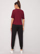 Contrast Sequin Color-block Tee With Joggers