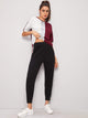 Contrast Sequin Color-block Tee With Joggers