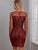 Glitter Mesh Panel Keyhole Back Top & Bodycon Skirt