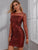 Glitter Mesh Panel Keyhole Back Top & Bodycon Skirt