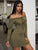Solid Ruched Tie Front Bardot Dress