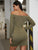 Solid Ruched Tie Front Bardot Dress
