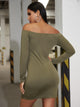 Solid Ruched Tie Front Bardot Dress
