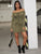 Solid Ruched Tie Front Bardot Dress
