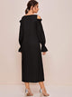 Solid Contrast Lace Cold Shoulder Tunic Dress