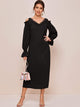 Solid Contrast Lace Cold Shoulder Tunic Dress