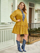 Plus Single Breasted Pocket Patched Shirt Dress