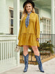 Plus Single Breasted Pocket Patched Shirt Dress