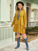 Plus Single Breasted Pocket Patched Shirt Dress