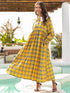 Plaid Contrast Lace Peter Pan Collar Babydoll Dress