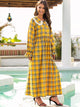 Plaid Contrast Lace Peter Pan Collar Babydoll Dress