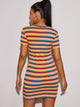 Rainbow Striped Rib-knit Bodycon Dress