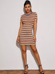 Rainbow Striped Rib-knit Bodycon Dress