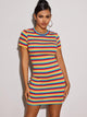 Rainbow Striped Rib-knit Bodycon Dress