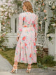 Plus Gigot Sleeve Flounce Hem Belted Floral Dress