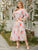 Plus Gigot Sleeve Flounce Hem Belted Floral Dress