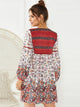 V-neck Button Front Floral Print Dress
