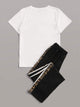Contrast Leopard Panel Tee & Sweatpants