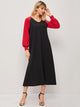 Contrast Raglan Sleeve Dress With Belt