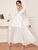 Lace Up Front Flounce Sleeve Guipure Lace Insert Dress