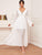 Lace Up Front Flounce Sleeve Guipure Lace Insert Dress
