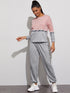 Color-block Letter Tape Sweatshirt & Sweatpants