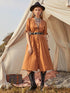 Button Front V-beck Tea Dress Without Belt