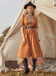 Button Front V-beck Tea Dress Without Belt