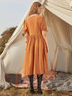Button Front V-beck Tea Dress Without Belt