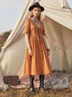 Button Front V-beck Tea Dress Without Belt