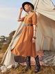 Button Front V-beck Tea Dress Without Belt
