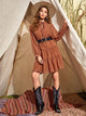 Swiss Dot Tie Front Smock Dress