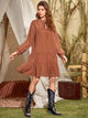 Swiss Dot Tie Front Smock Dress