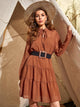 Swiss Dot Tie Front Smock Dress