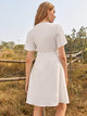 Plants Pattern Tassel Tie Neck Dress