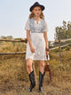 Plants Pattern Tassel Tie Neck Dress