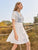 Plants Pattern Tassel Tie Neck Dress