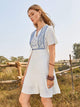 Plants Pattern Tassel Tie Neck Dress