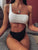 Rib Two Tone One Shoulder One Piece Swimwear