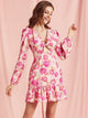 SBetro Twist Front Cu-out Ruffle Hem Floral Dress