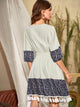 Plants Panel Tassel Tie Neck Dress Without Belt