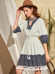 Plants Panel Tassel Tie Neck Dress Without Belt