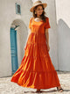 Solid Ruffle Hem Maxi Dress