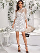 Button Front Belted Polka Dot Organza 2 In 1 Dress