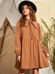 Tie Neck Bishop Sleeve Smock Dress