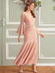 Cold Shoulder Bell Sleeve Fishtail Hem Dress Without Belt