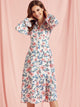 SBetro Wide Waistband Flounce Sleeve Shirt Dress