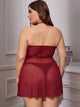 Plus Contrast Lace Mesh Dress With Thong
